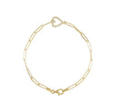 Diamond Heart Paperclip Bracelet